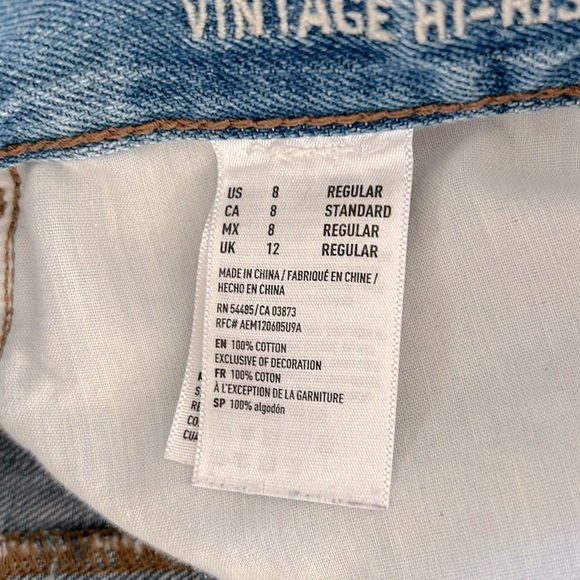 American Eagle Womens Two Tone Ankle Crop Denim Jeans High Waisted Sz 8 Raw Hem - Picture 7 of 13